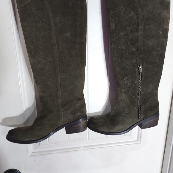 The Cool People Womens Boots Army Green Suede Leather OTK Thigh High Shoes 38 8 - Picture 6 of 15